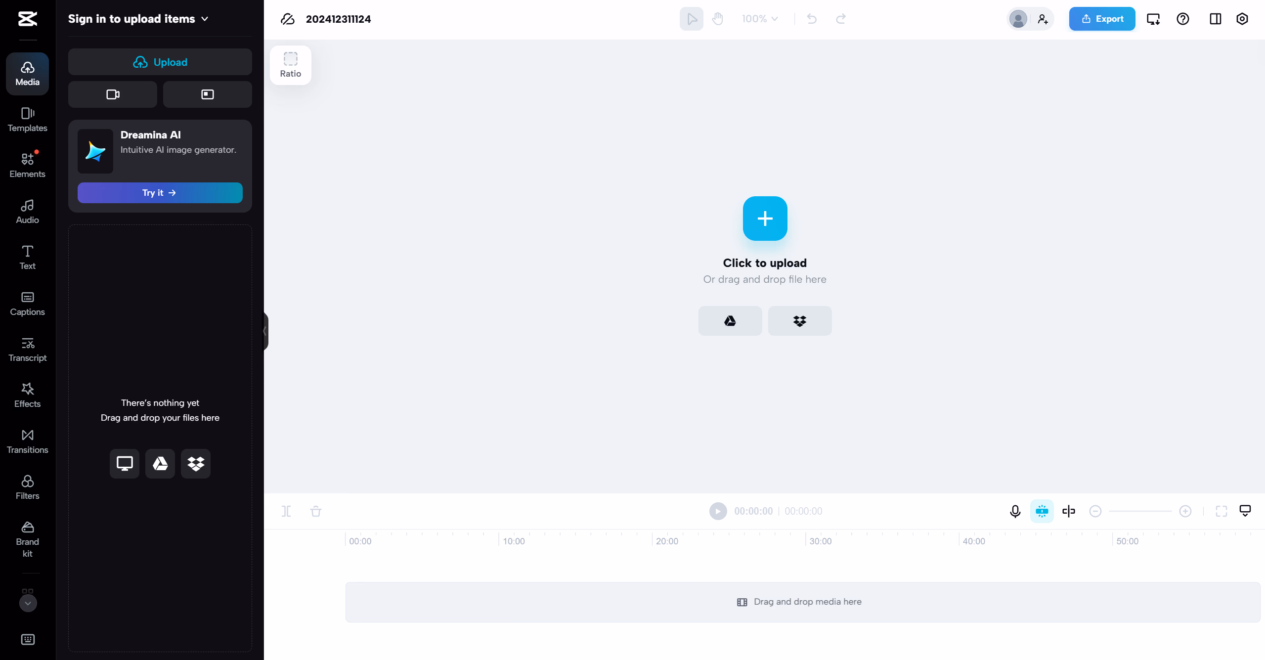 Capcut Online Interface
