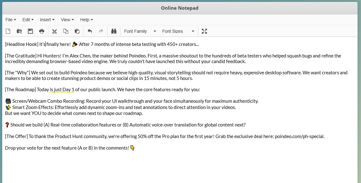 Draft Your Comment in Plain Text
