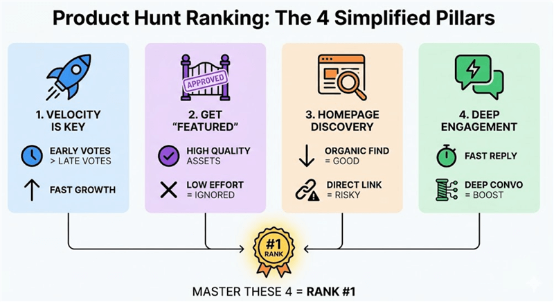 Four Pillars of Product Hunt Ranking