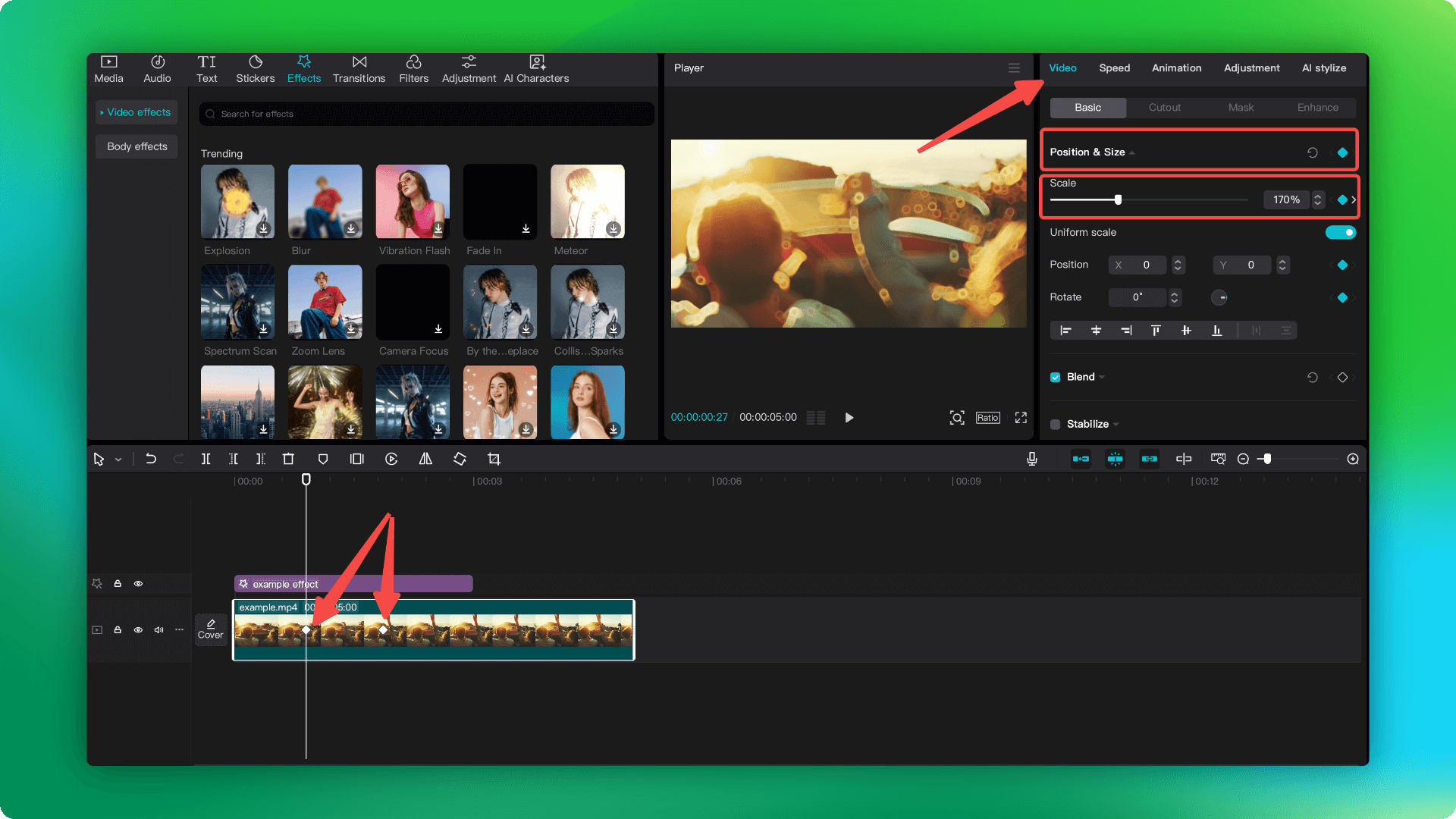 Zoom in on CapCut PC Using Scale Feature