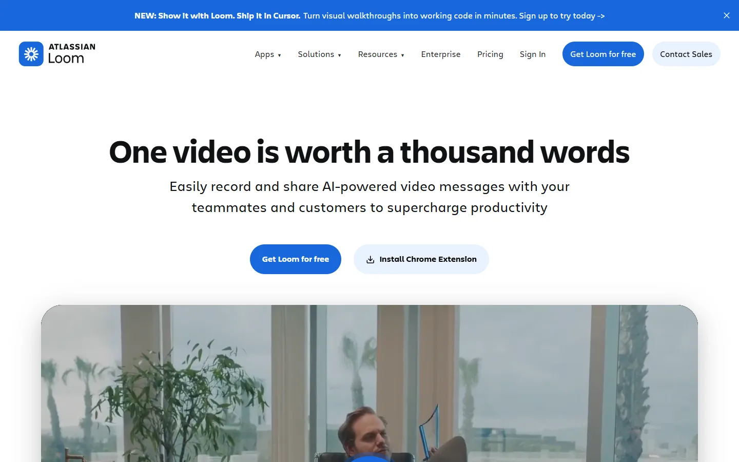 Loom homepage promoting AI-powered video messages to 400,000 companies