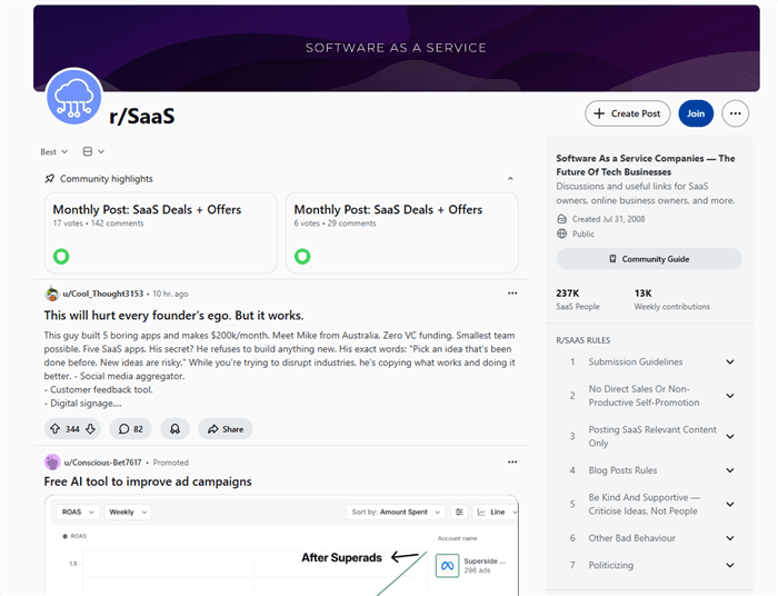 r/SaaS Community Page