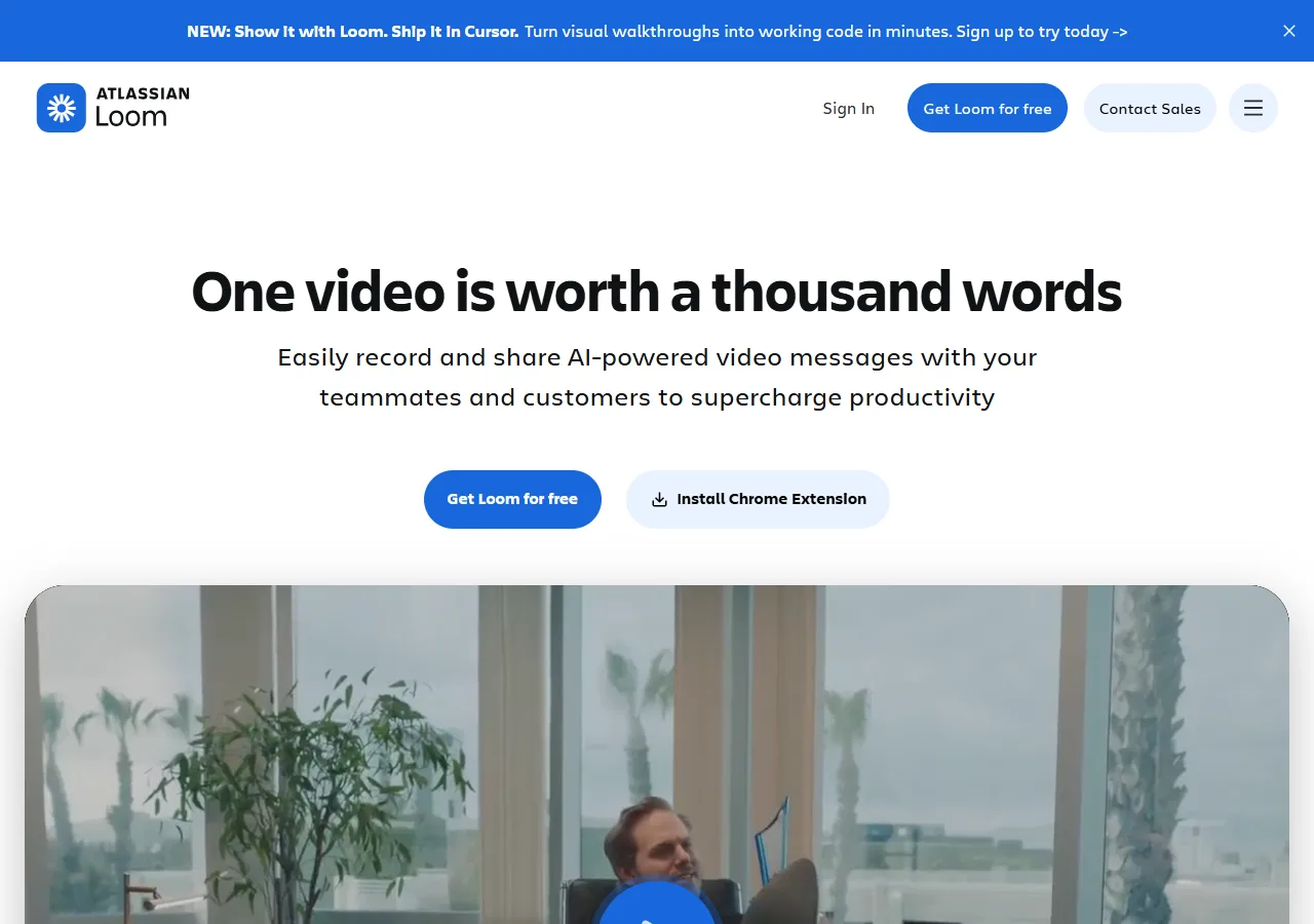 Loom homepage — browser screen recording built for async team communication