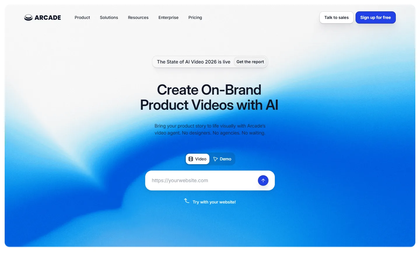 Arcade website showing interactive click-through demo creation