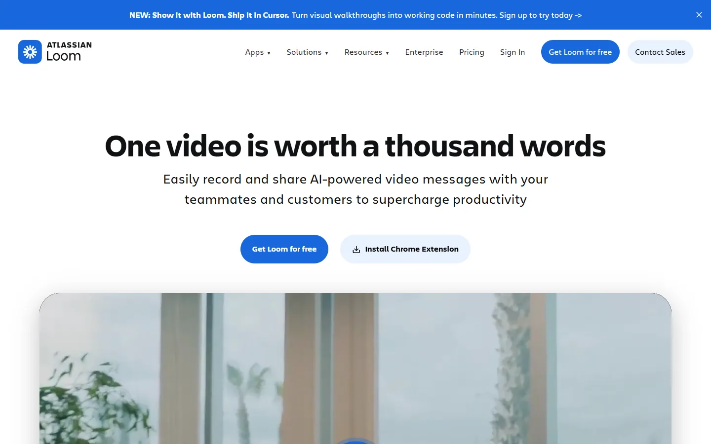 Loom website showing its async video messaging platform
