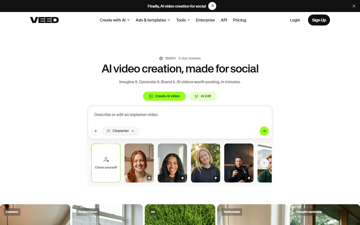 VEED website showing its online video editor