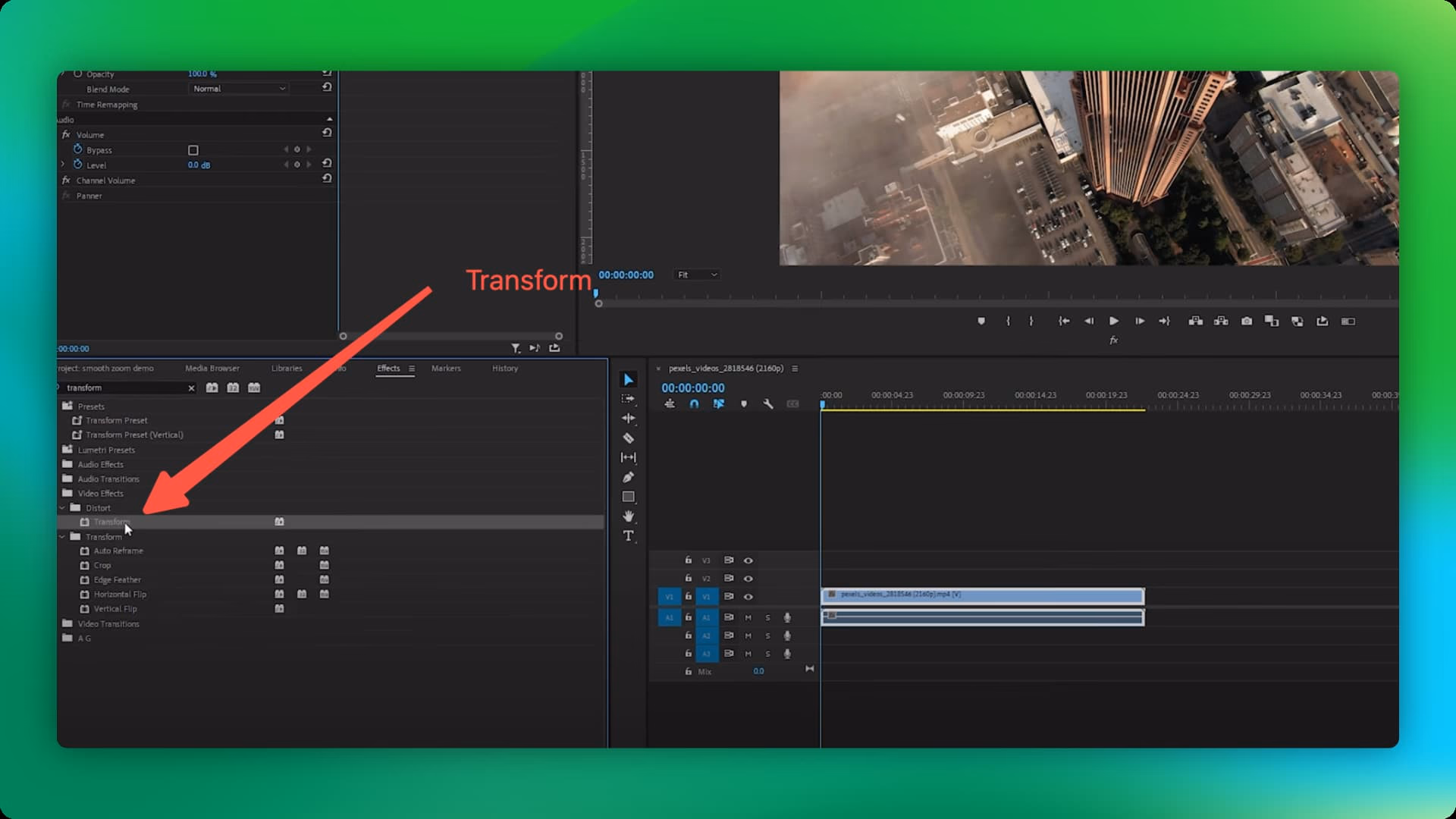 Zoom in on Adobe Premiere Pro - Search Transform